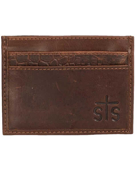 Image #1 - STS Ranchwear by Carroll Men's Croc Card Wallet , Chestnut, hi-res