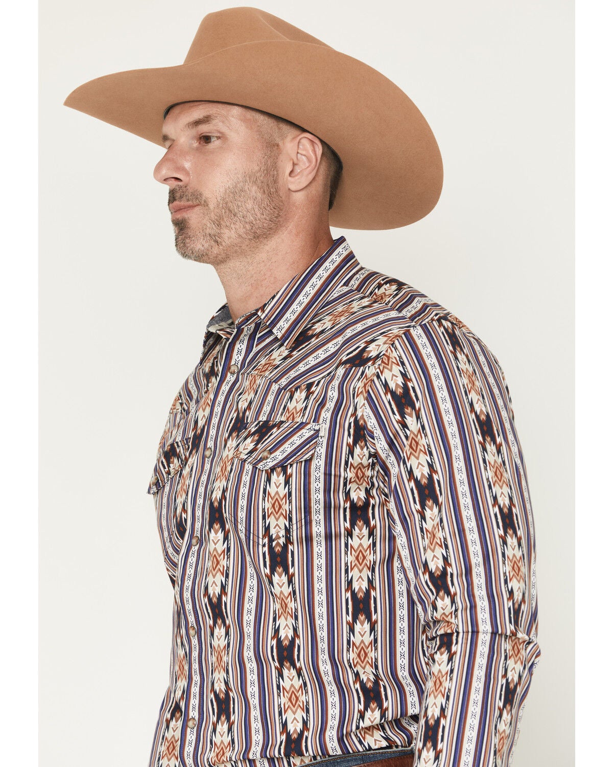 Image #2 - RANK 45&reg; Men's White Mountain Southwestern Striped Print Long Sleeve Snap Stretch Western Shirt, Multi, hi-res