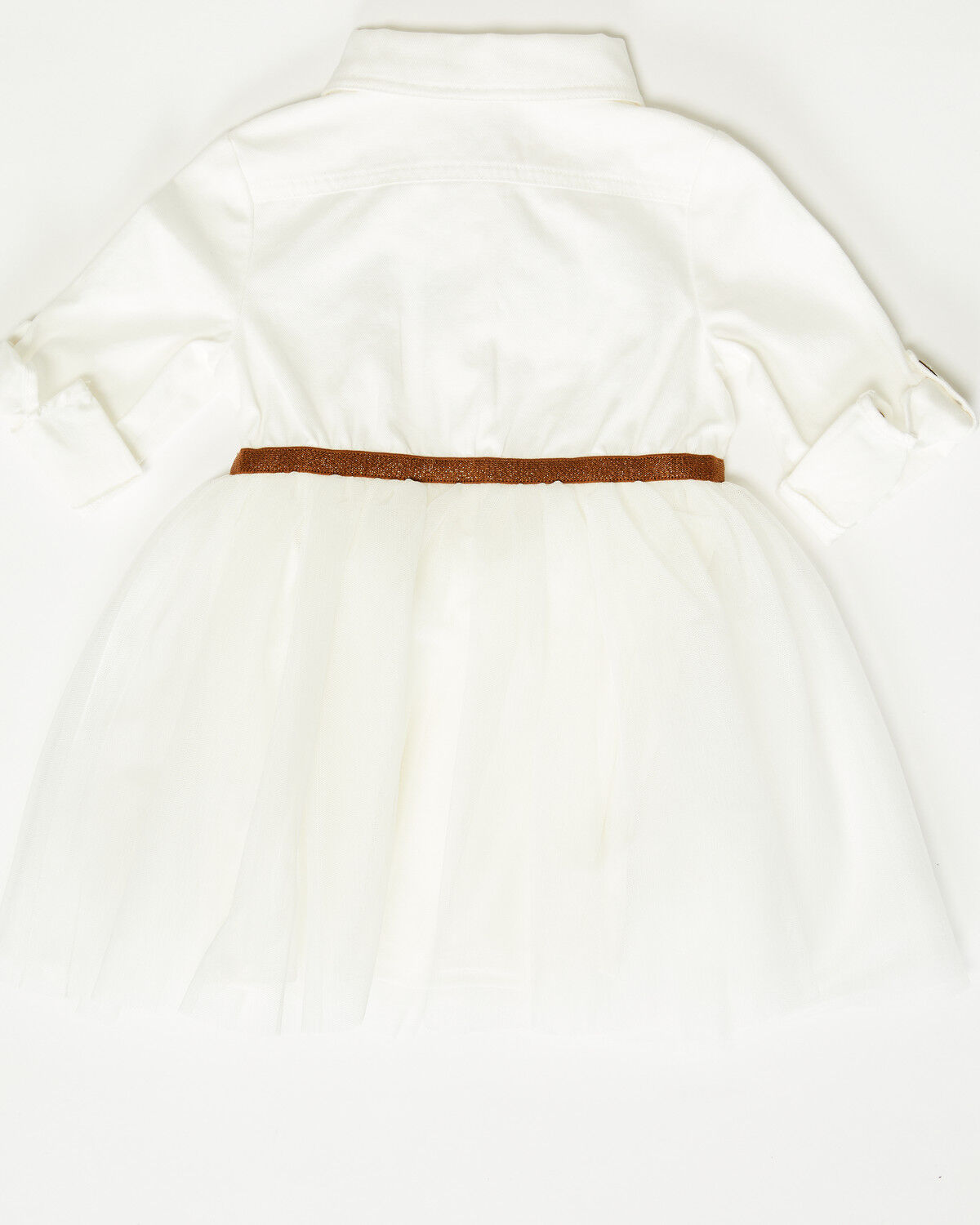Image #2 - Sugar California Infant Girls' Fringe Long Sleeve Button-Down Denim Tutu Dress, Ivory, hi-res