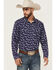 Image #1 - Gibson Trading Co Men's Blossom Floral Print Long Sleeve Snap Western Shirt, Navy, hi-res