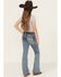 Image #1 - Grace in LA Girls' Medium Wash Paisley Pocket Bootcut Stretch Denim Jeans, Medium Wash, hi-res