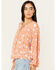 Image #2 - Sadie & Sage Women's With Love Floral Peasant Top , Coral, hi-res