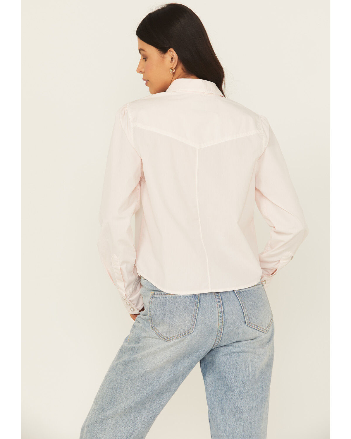 Image #4 - Kimes Ranch Women's Annie Long Sleeve Snap Cropped Western Shirt, Light Pink, hi-res