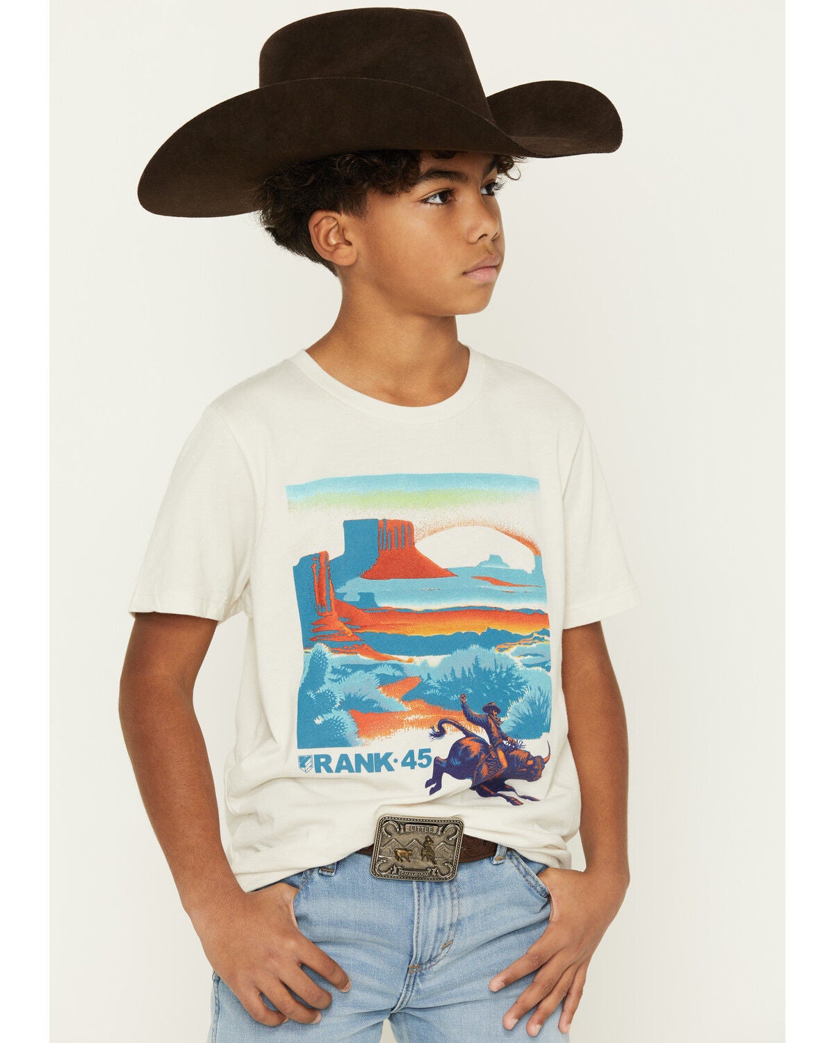 RANK 45&reg; Boys' Bull Rider Short Sleeve Graphic T-Shirt, Natural, hi-res