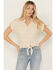 Image #1 - Shyanne Women's Plaid Print Tie-Front Camp Shirt, Sand, hi-res