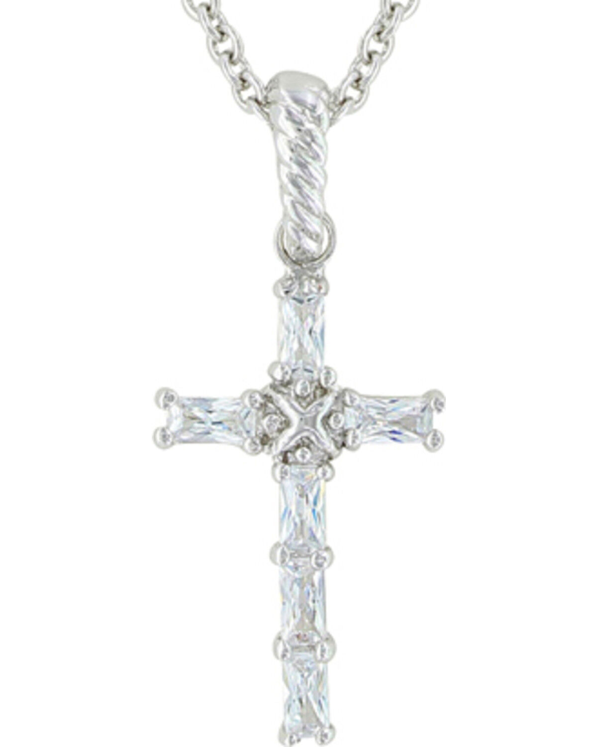 Image #2 - Montana Silversmiths Women's Acadian Cross Baguette Necklace, Silver, hi-res
