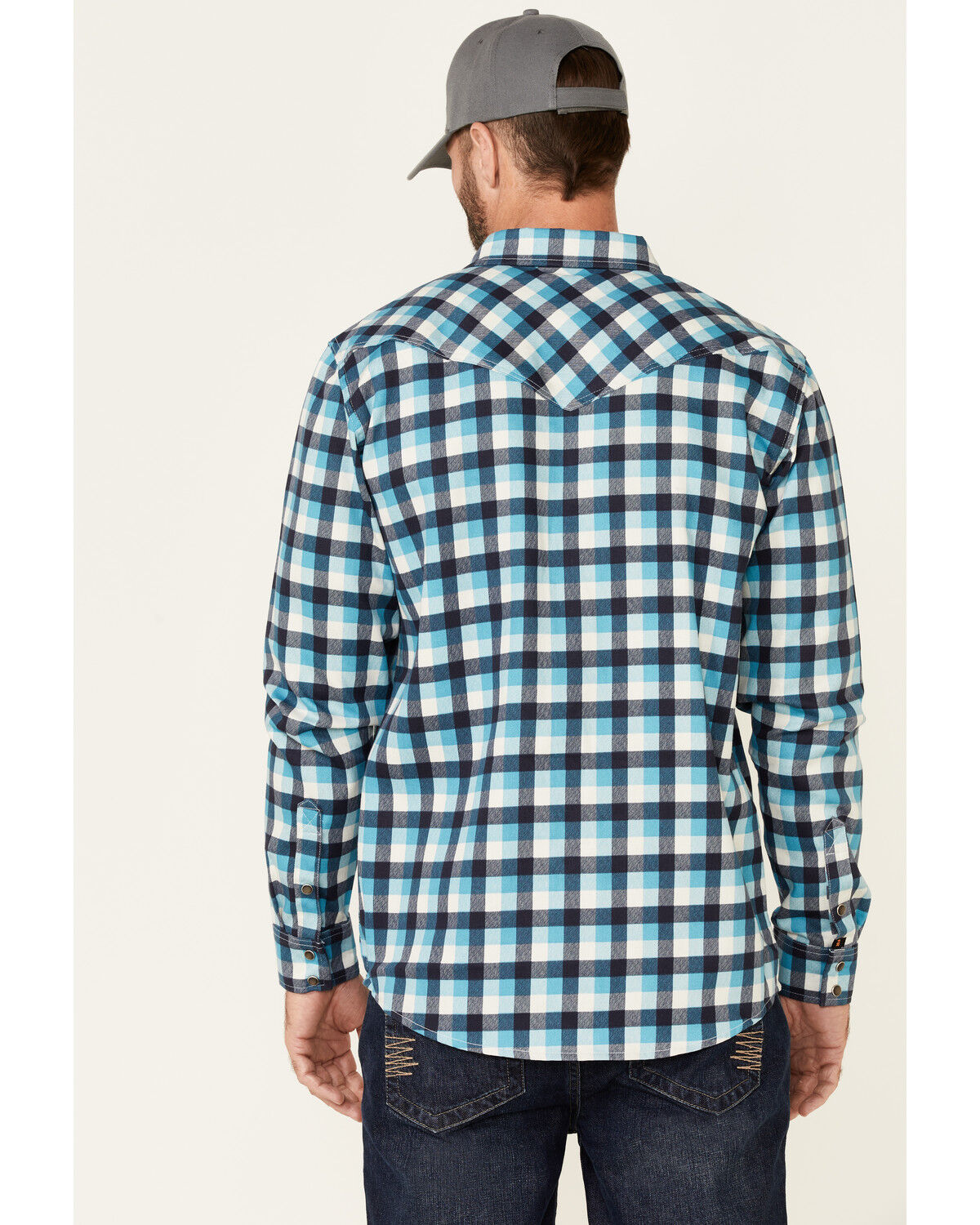 Image #4 - Cody James Men's FR Plaid Print Long Sleeve Work Shirt, Teal, hi-res