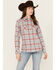 Image #1 - Wrangler Retro Women's Boot Barn Exclusive Long Sleeve Snap Western Flannel Shirt, Steel Blue, hi-res