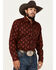 Image #1 - Panhandle Men's Select Paisley Pinstripe Long Sleeve Button-Down Western Shirt, Dark Red, hi-res