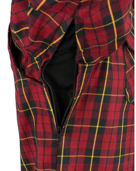 Image #4 - Milwaukee Performance Men's Aramid Reinforced Checkered Flannel Long Sleeve Biker Shirt, Black/red, hi-res