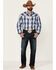 Stetson Men's Ombre Large Plaid Print Long Sleeve Snap Western Shirt , Blue, hi-res