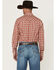 Image #4 - Wrangler Retro Men's Plaid Print Long Sleeve Snap Western Shirt, Red, hi-res