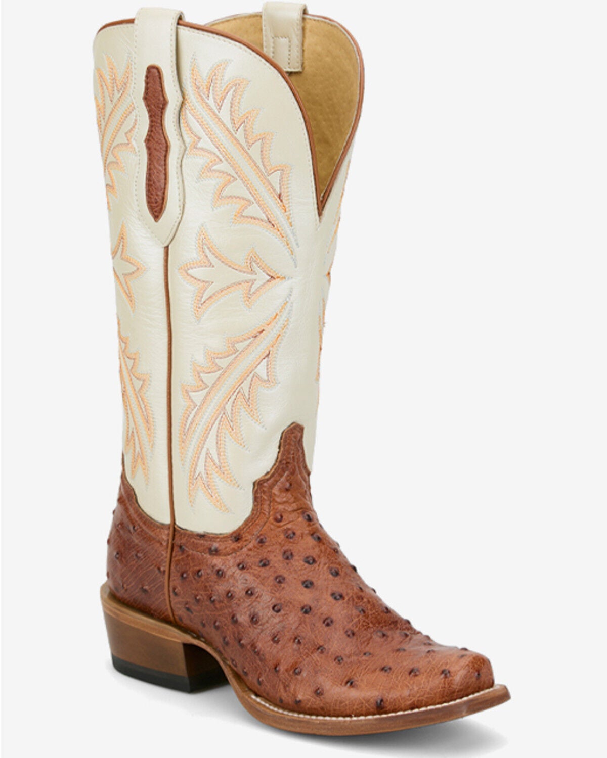 Image #1 - Tony Lama Women's Ranchero Exotic Ostrich Western Boots - Square Toe, Cognac, hi-res