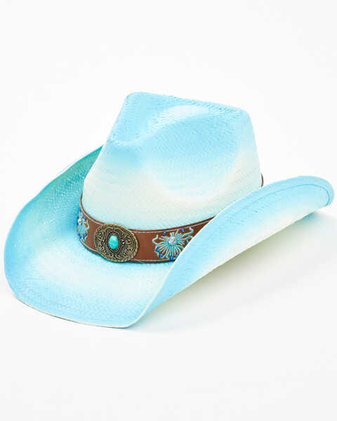 Shyanne Women's Better In Blue Straw Cowboy Hat , Light Blue, hi-res