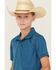 Image #2 - Ariat Boys' Tek Short Sleeve Button-Down Polo Shirt, Blue, hi-res