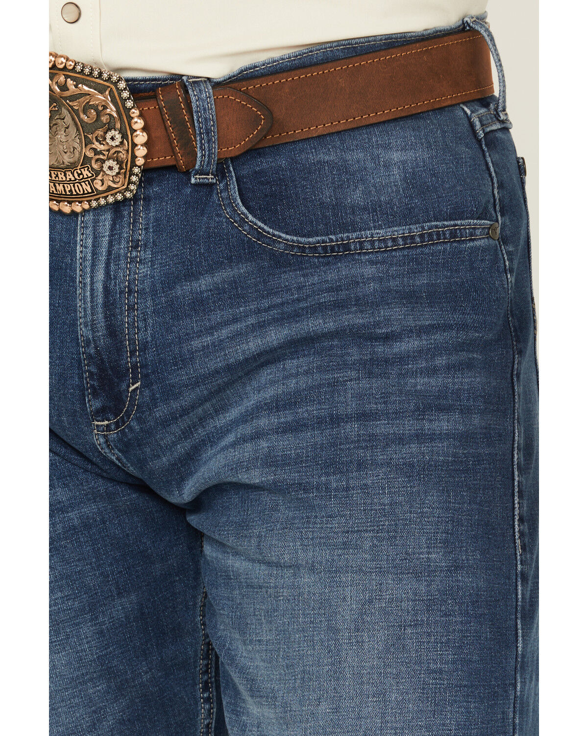 Image #2 - Wrangler 20X Men's Beckner 42 Medium Wash Slim Bootcut Stretch Denim Jeans, Medium Wash, hi-res