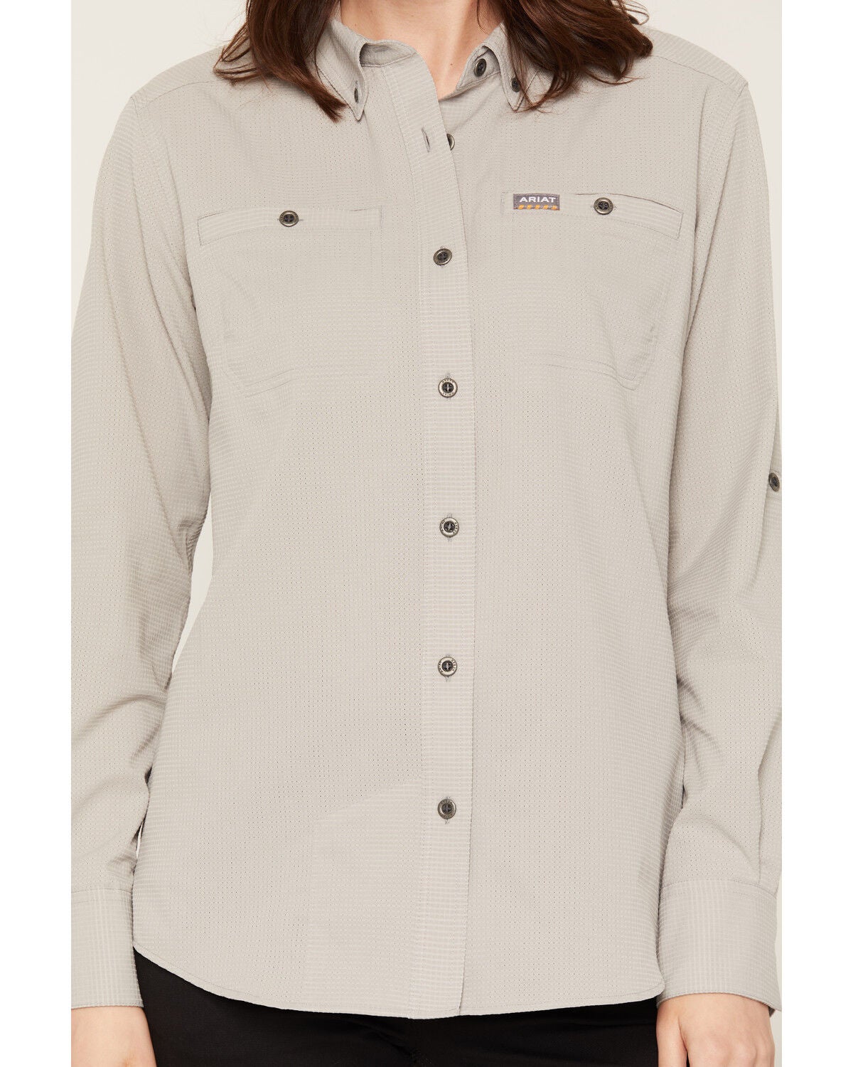 Image #3 - Ariat Women's Rebar Made Tough 360 Airflow DuraStretch Long Sleeve Button-Down Work Shirt, Light Grey, hi-res
