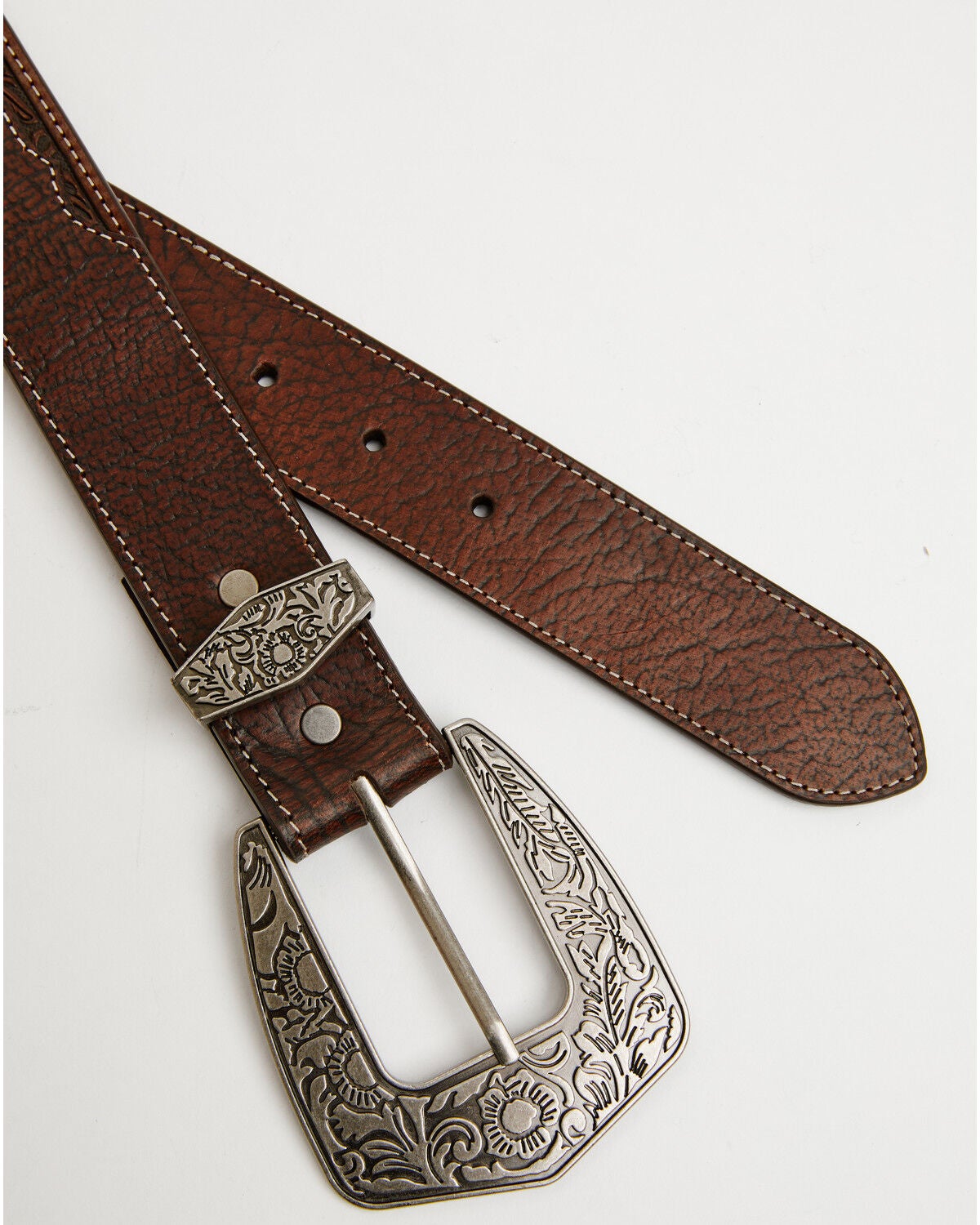Image #2 - Shyanne Women's Floral Tooled Leather Belt, Brown, hi-res