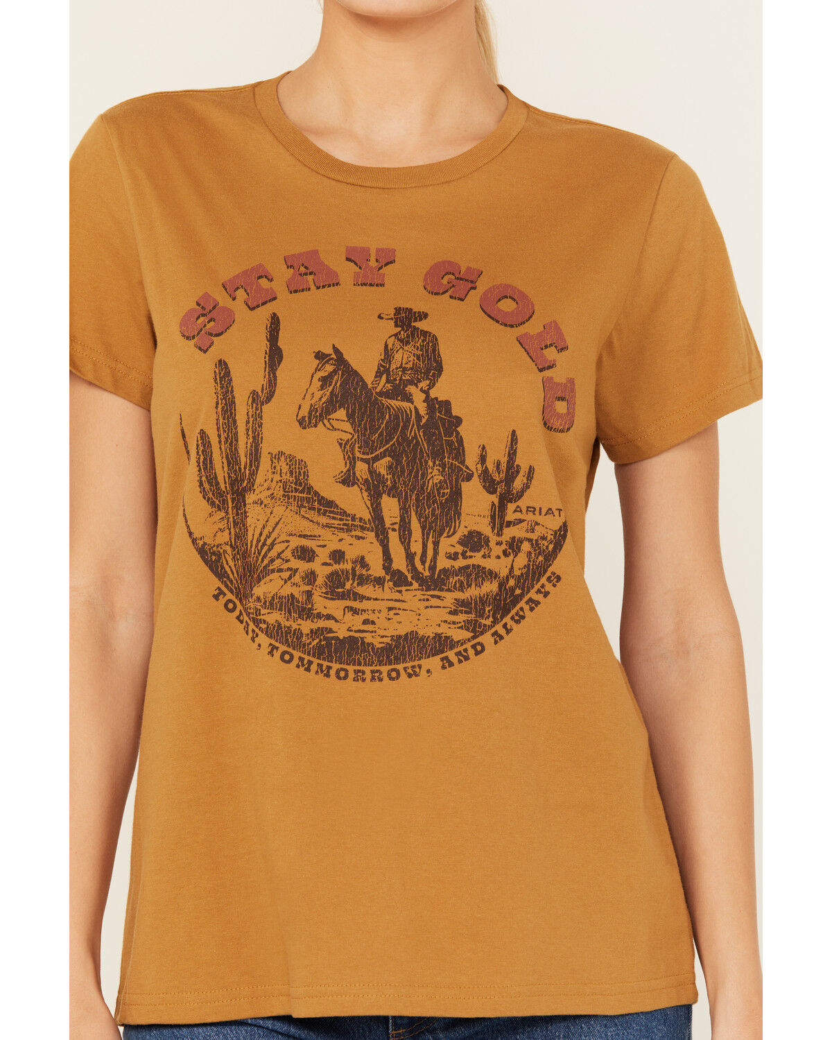 Image #3 - Ariat Women's Gold Cowboy Short Sleeve Graphic Tee, Gold, hi-res