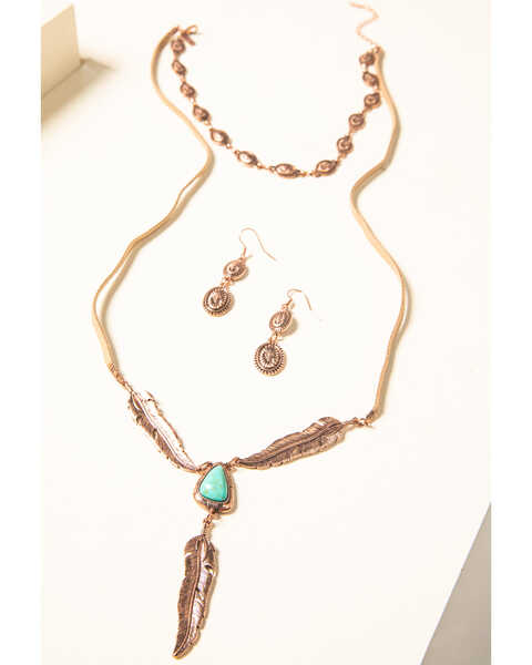 Image #4 - Shyanne Women's Desert Dreams Multi Layer Feather Jewelry Set, Rust Copper, hi-res