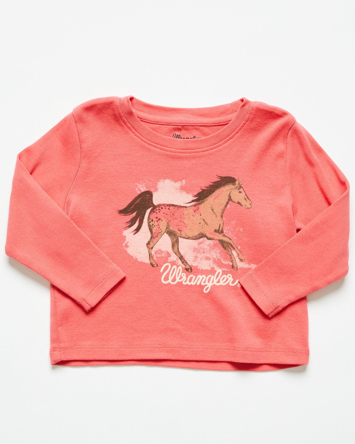 Image #1 - Wrangler Infant Girls' Horse Long Sleeve Graphic Shirt, Pink, hi-res