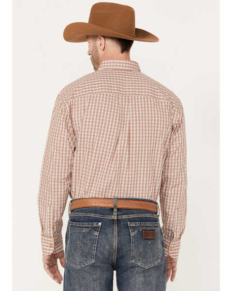 Image #4 - Wrangler Men's Classics Plaid Print Long Sleeve Button Down Western Shirt, Rust Copper, hi-res