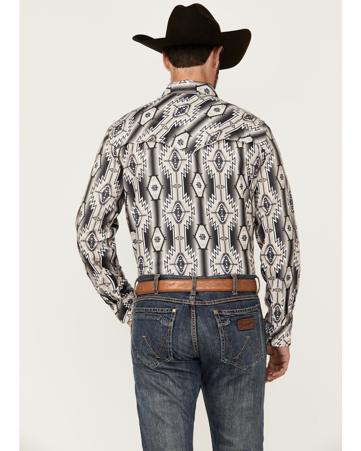 Image #4 - Rock & Roll Denim Men's Tek Southwestern Print Long Sleeve Snap Western Shirt, Brown, hi-res