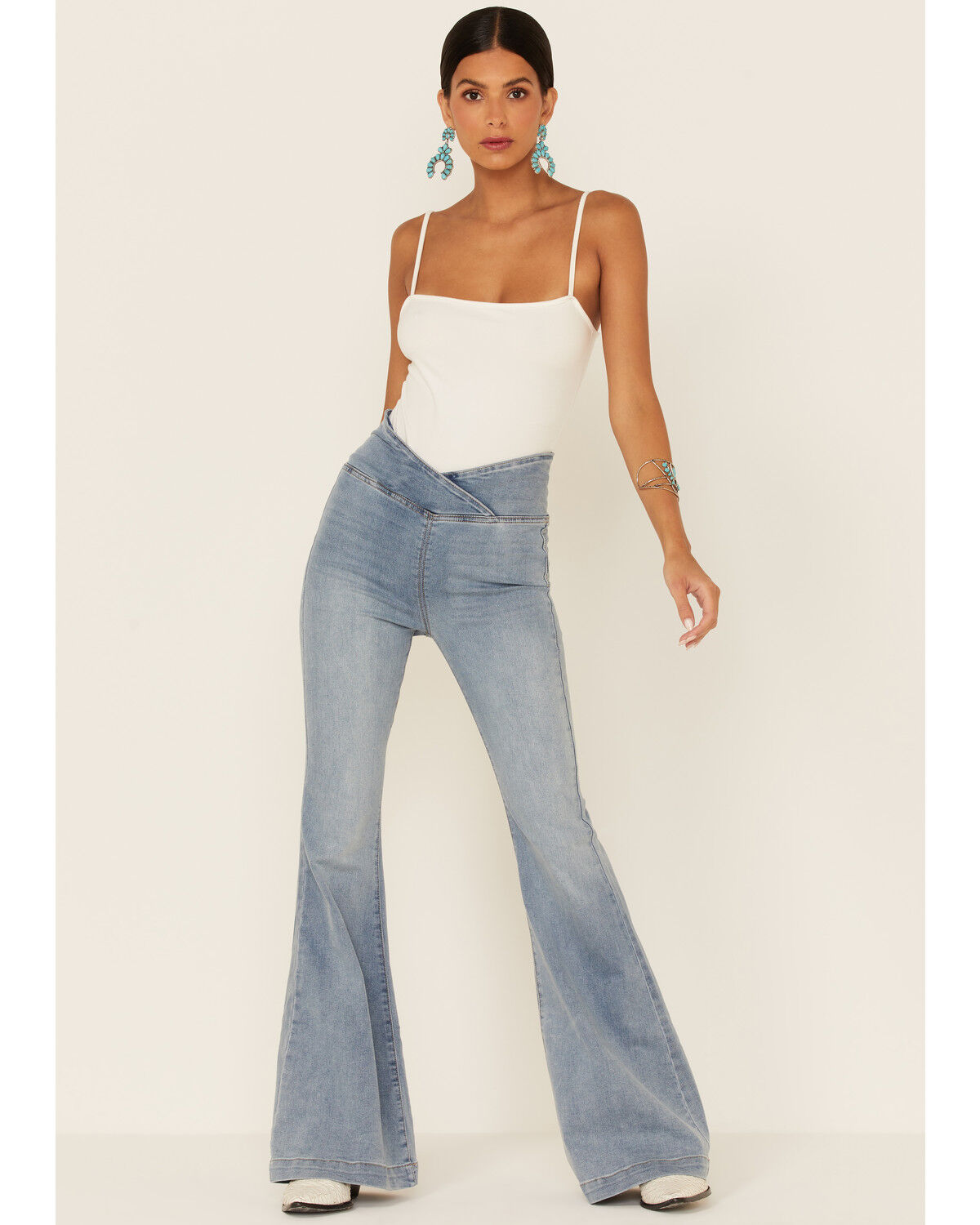 Image #1 - Free People Women's Venice Beach Flare Jeans, Blue, hi-res