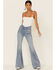Image #1 - Free People Women's Venice Beach Flare Jeans, Blue, hi-res