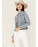 Image #1 - Shyanne Women's Released Hem Frayed Denim Jacket, Light Wash, hi-res