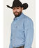 Image #2 - George Strait by Wrangler Men's Geo Print Long Sleeve Button-Down Stretch Western Shirt - Big, Blue, hi-res