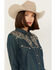 Image #2 - Scully Women's Vine Embroidered Long Sleeve Pearl Snap Western Shirt, Blue, hi-res