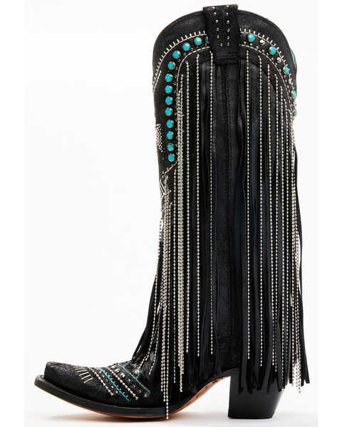 Image #3 - Corral Women's Embroidered and Crystal Eagle Fringe Western Boots - Snip Toe , Black, hi-res