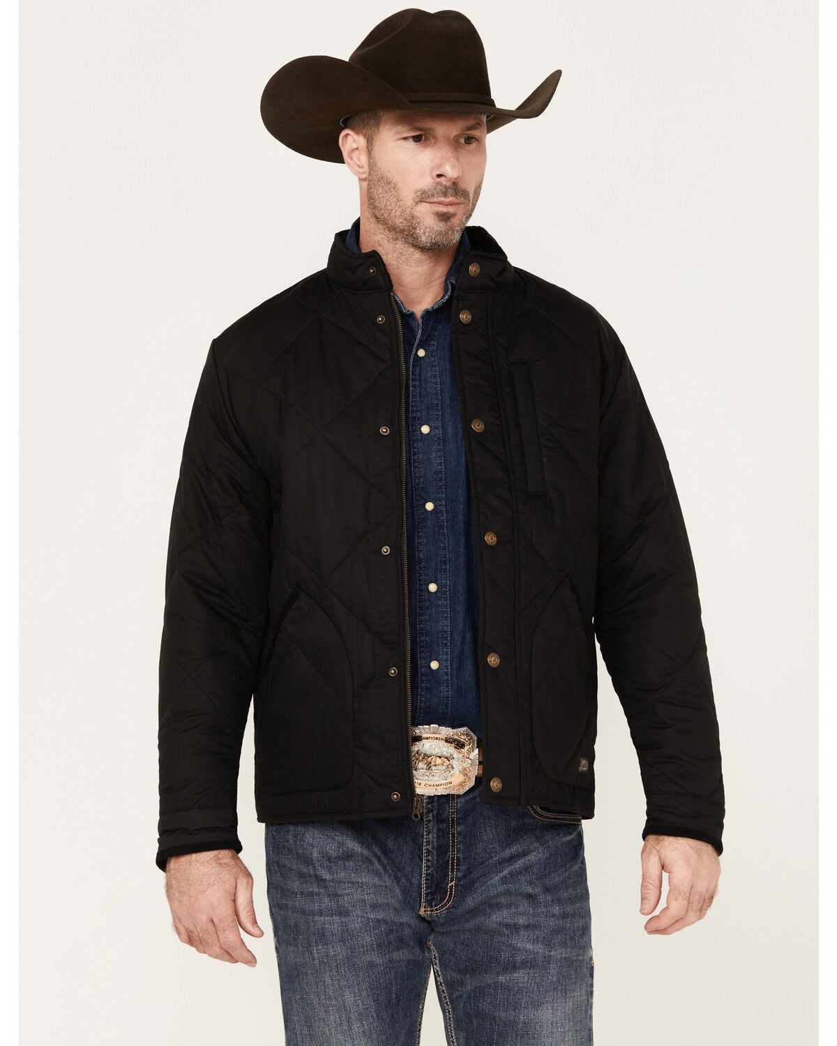 Justin Men's Broken Arrow Matte Quilted Jacket, Black, hi-res