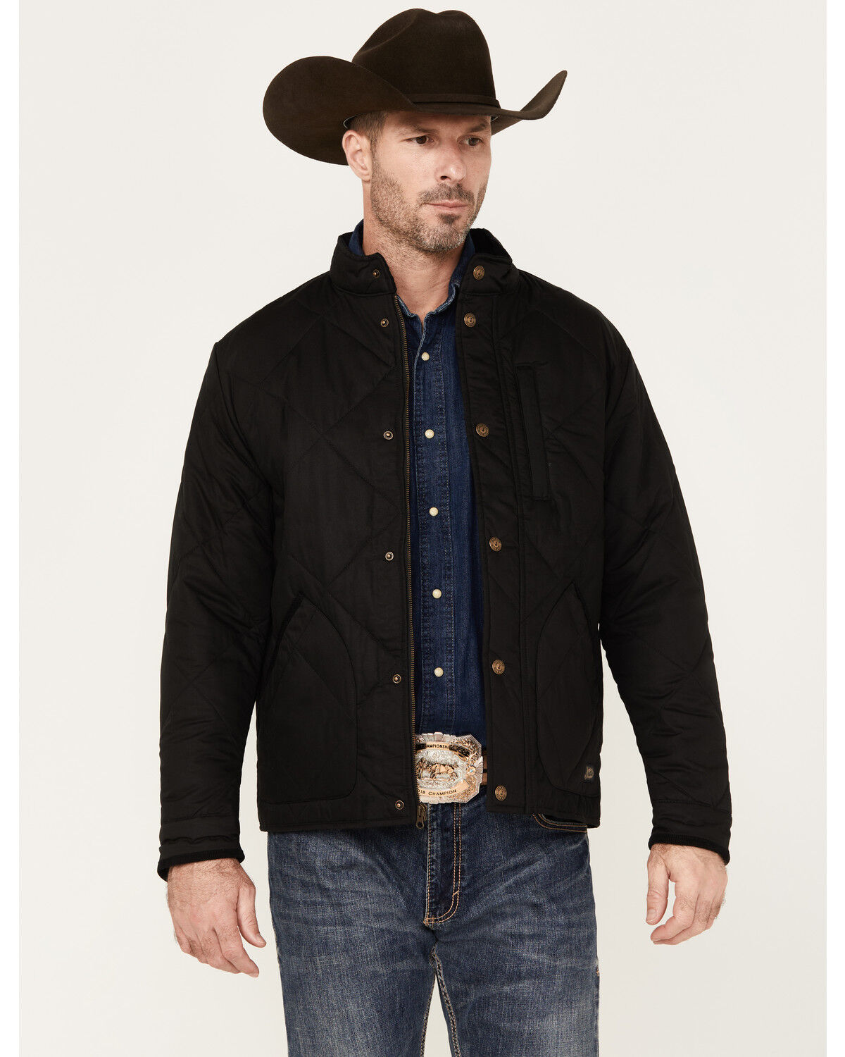 Image #1 - Justin Men's Broken Arrow Matte Quilted Jacket, Black, hi-res