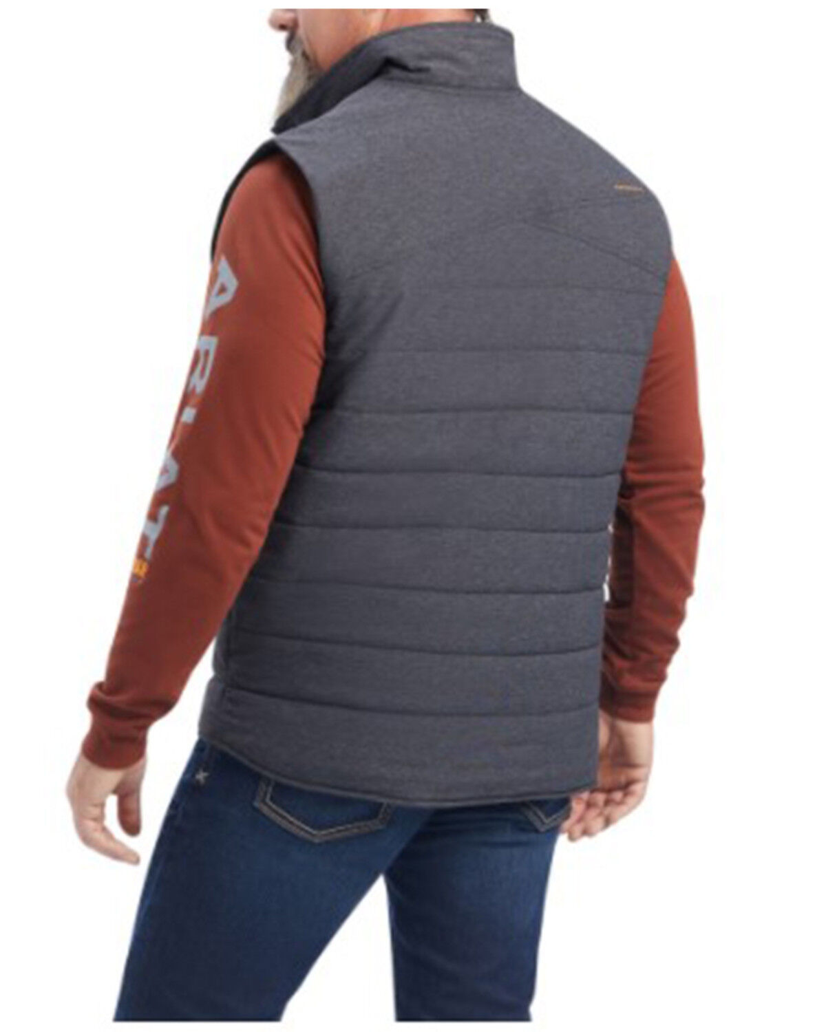 Image #2 - Ariat Men's Rebar Valiant Stretch Canvas Zip-Front Insulated Work Vest, Charcoal, hi-res