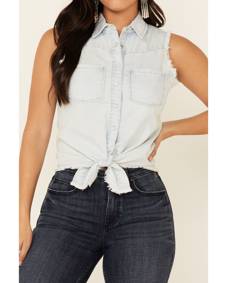 womens sleeveless western shirts