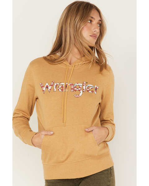 Image #2 - Wrangler Women's Serape Logo Hoodie, Mustard, hi-res