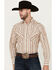 Image #1 - Ely Walker Men's Striped Print Long Sleeve Snap Western Shirt, Tan, hi-res