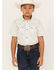 Image #1 - Cody James Boys' Bull Cactus Short Sleeve Snap Western Shirt, Oatmeal, hi-res