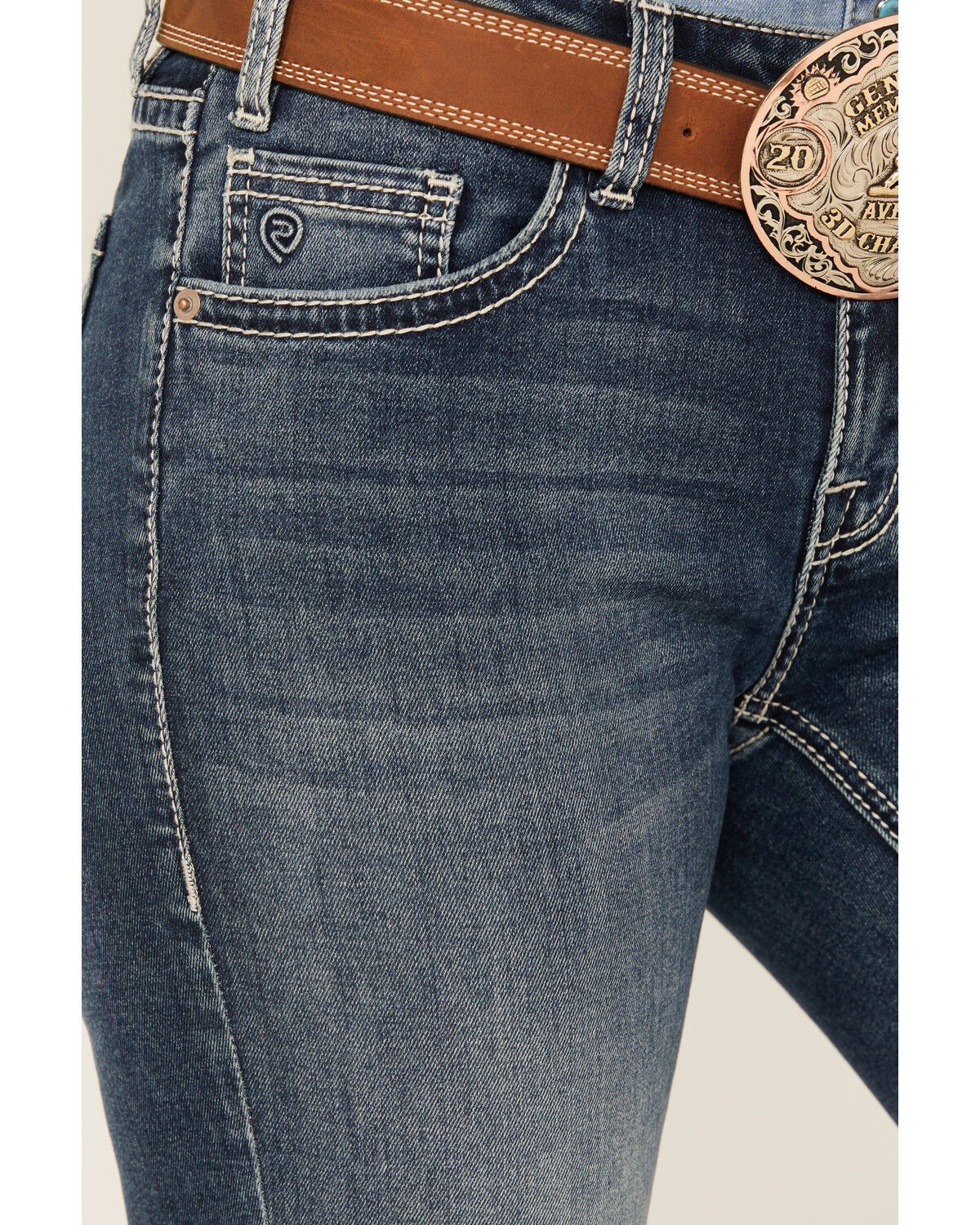 Image #2 - Panhandle Women's Medium Wash Mid Rise Stretch Riding Jeans, Medium Wash, hi-res