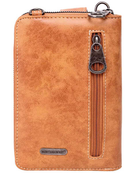 Montana West Women's Embroidered Collection Phone Wallet Crossbody Bag, Tan, hi-res
