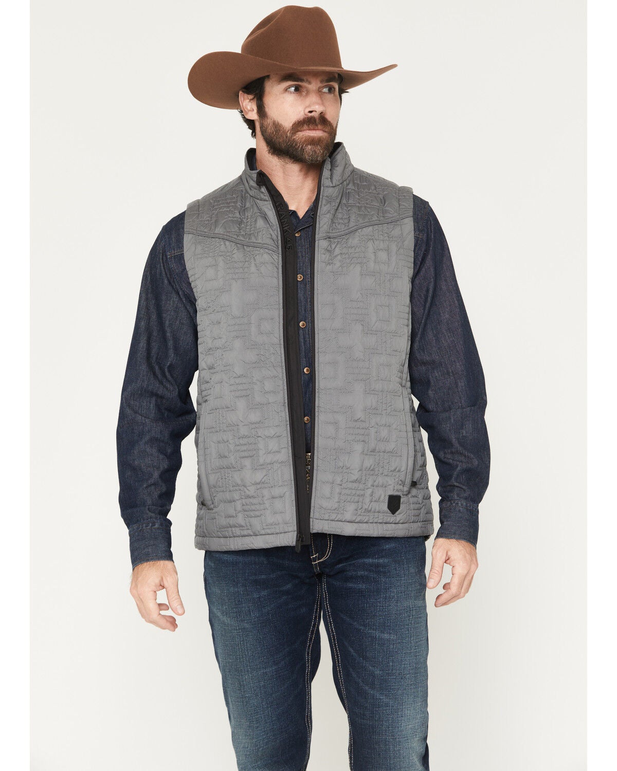 Image #1 - RANK 45&reg; Men's Saline Quilted Insulated Softshell Vest, Charcoal, hi-res