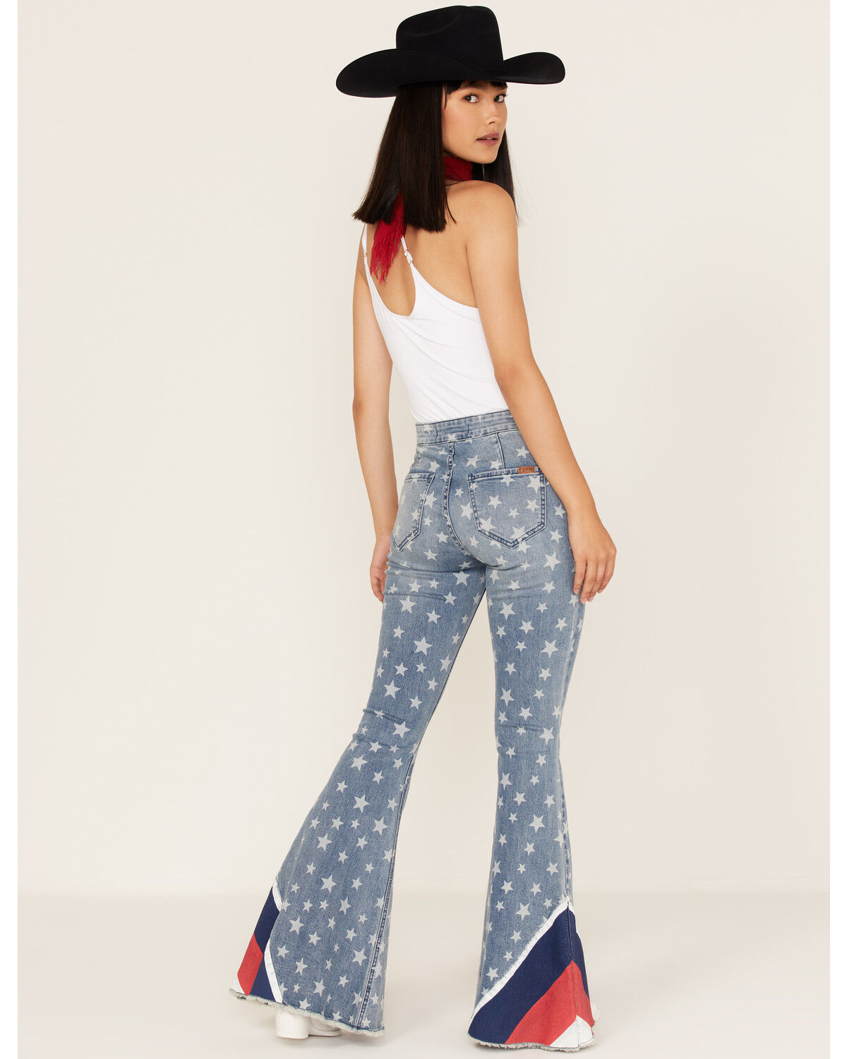 Image #3 - Rock & Roll Denim Women's Medium Wash High Rise Star Print Flare Jeans, , hi-res