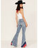 Image #3 - Rock & Roll Denim Women's Medium Wash High Rise Star Print Flare Jeans, , hi-res