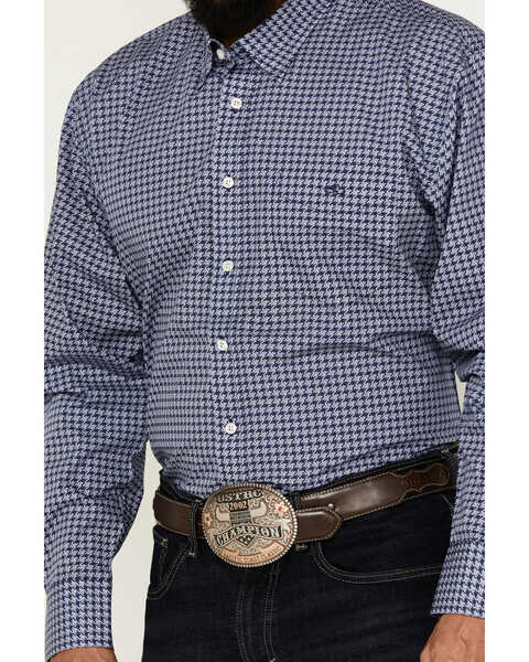 Image #3 - Resistol Men's Henry Houndstooth Print Long Sleeve Button Down Western Shirt , Blue, hi-res