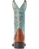 Ariat Women's Round Up Embossed Floral Print Performance Western Boots - Broad Square Toe , Brown, hi-res