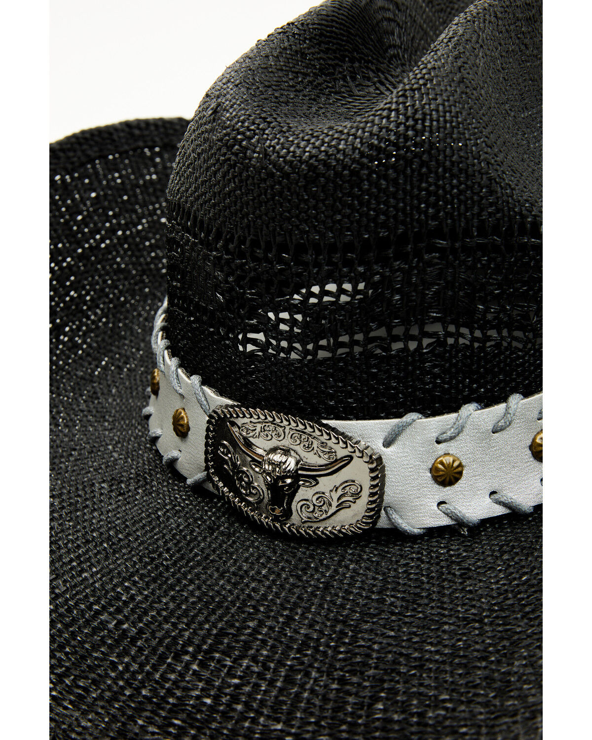Image #2 - Cody James Longhorn Luke Straw Cowboy Hat, Black, hi-res