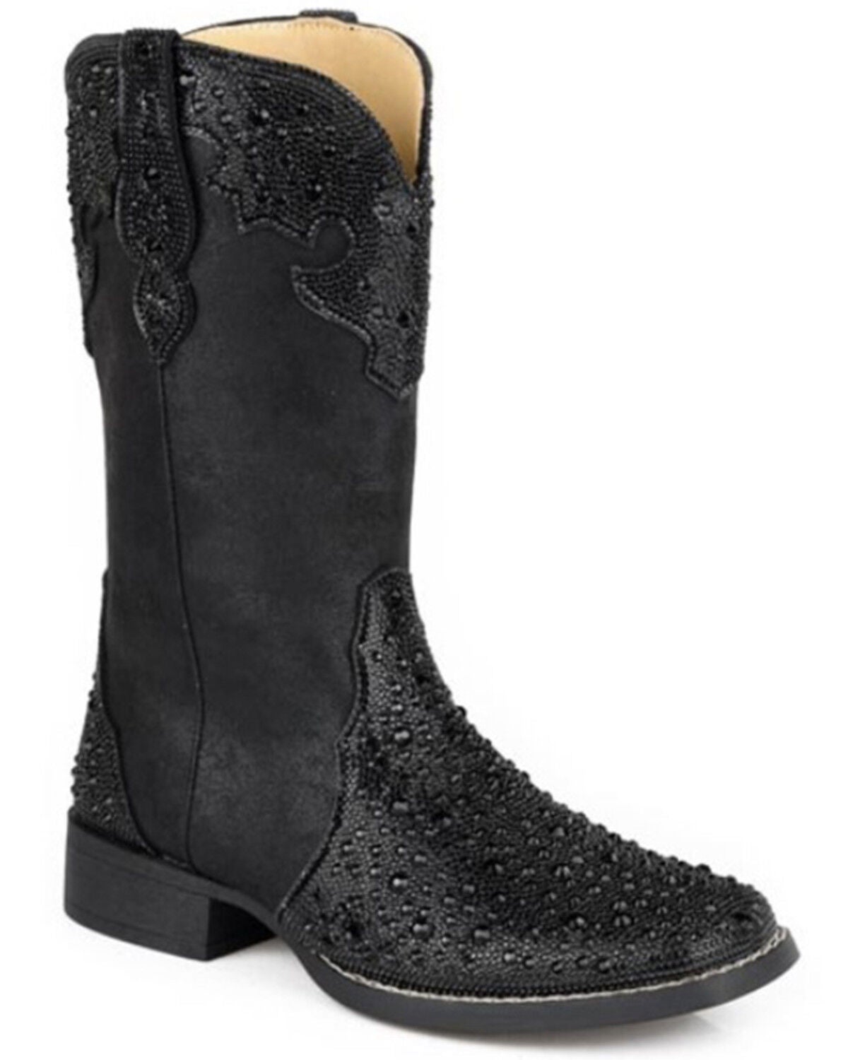 Roper Women's Starlit Western Boots - Broad Square Toe, Black, hi-res