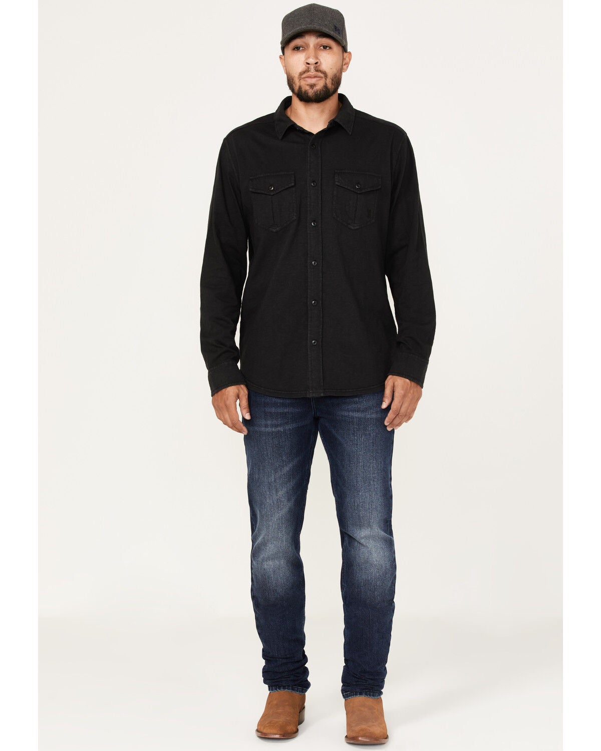 Brothers and Sons Men's Highline Trail Wash Tucker Slim Straight Stretch Denim Jeans, Dark Medium Wash, hi-res